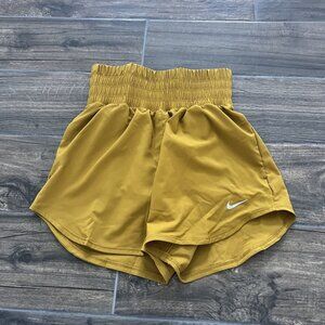 Womens Size XS Nike Lined Running Shorts High Waisted Mustard Yellow